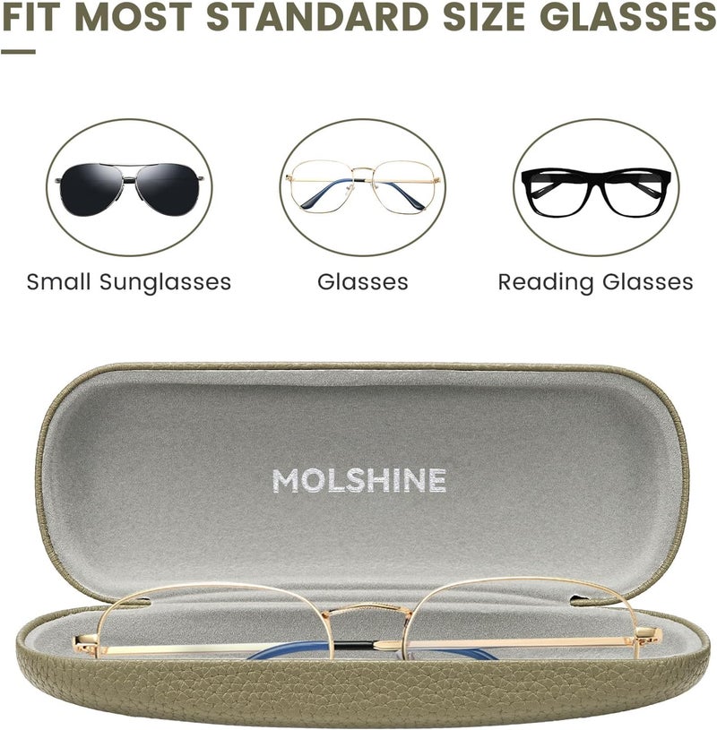 molshine Hard Shell PU Leather Glasses Case,Travel Portable Eyeglass Case for Men Women Girl Travel Study Work - Image 4